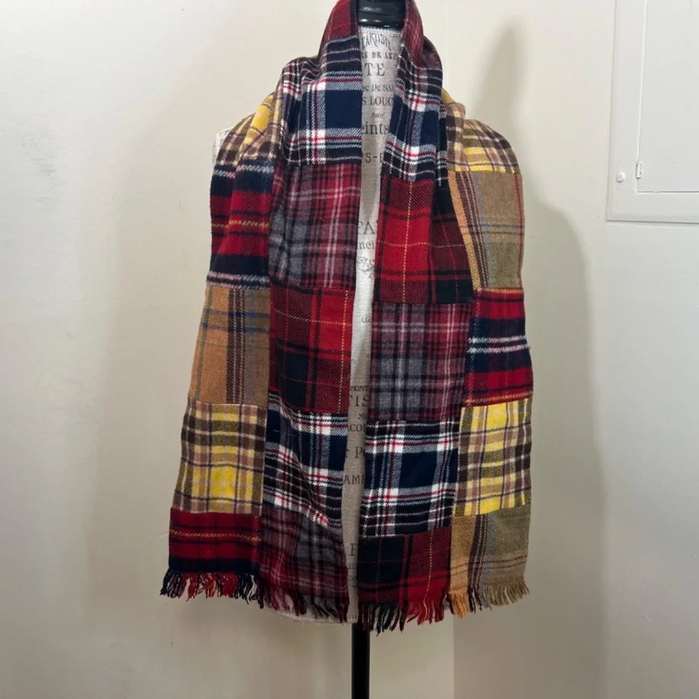 UNIQUE Vintage American Eagle plaid double side scarf-perfect giftstoft and cosy